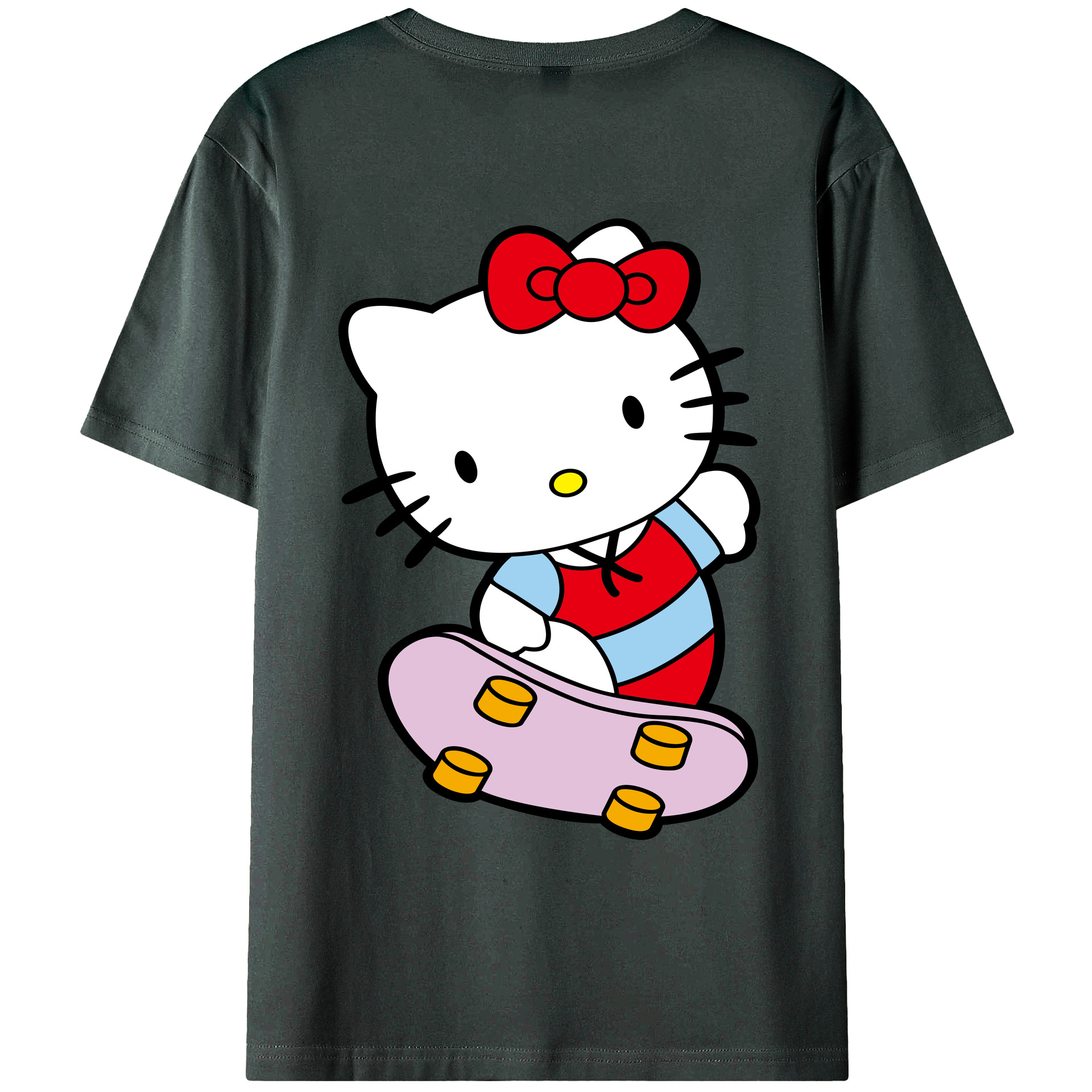 （画像用） Hello Kitty ハローキティ 綿100％ メンズ半袖Tシャツ（バックプリント） 通気性